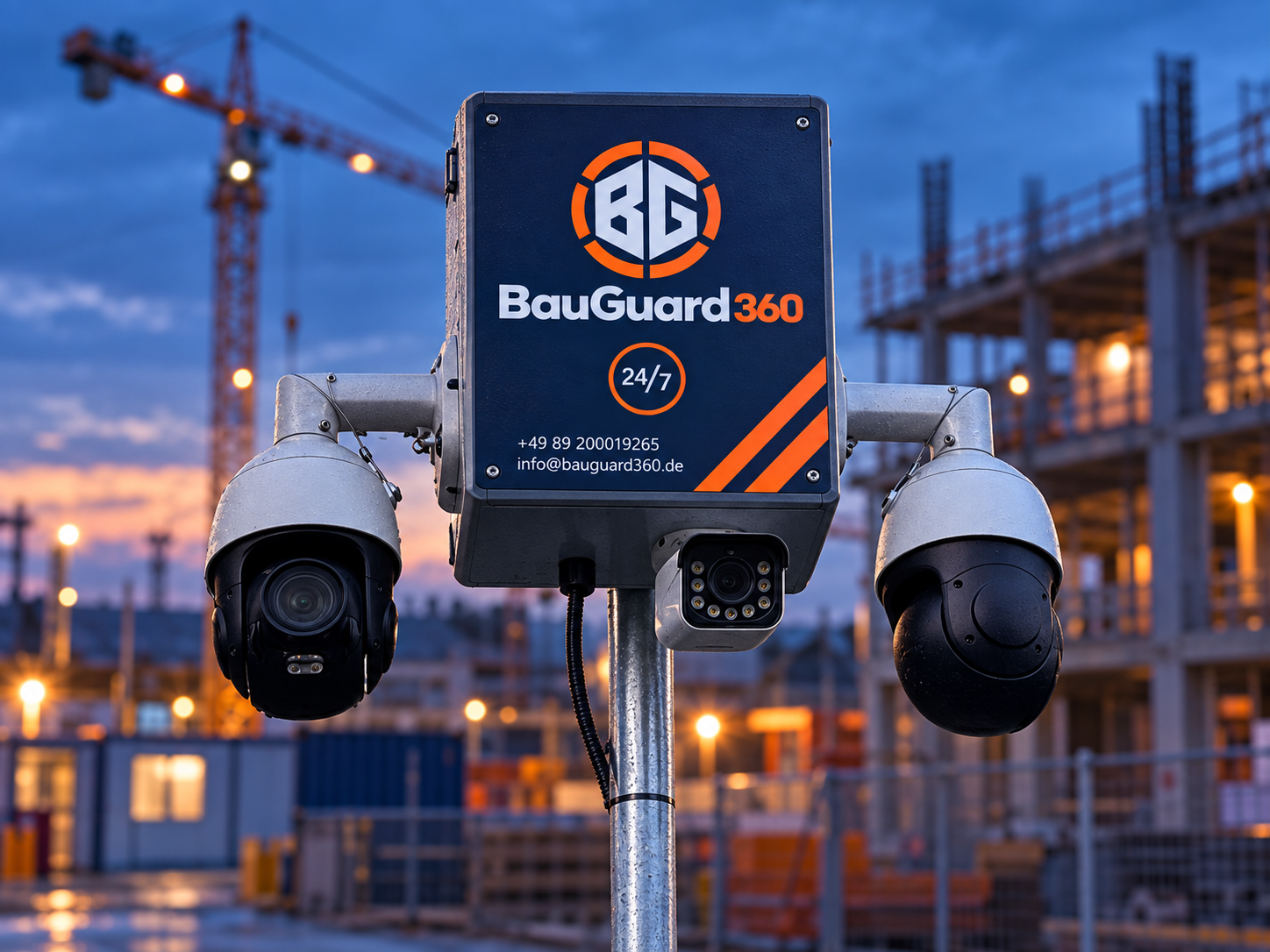 Kompaktes BAUGUARD-360-Videosystem mit drei Kameras